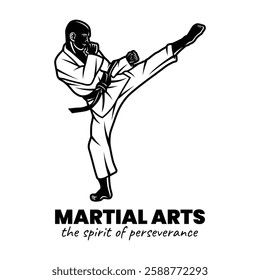 Black and White Martial Arts Illustration