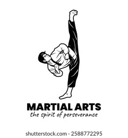 Black and White Martial Arts Illustration