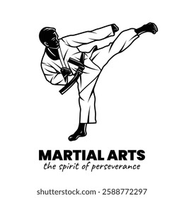 Black and White Martial Arts Illustration