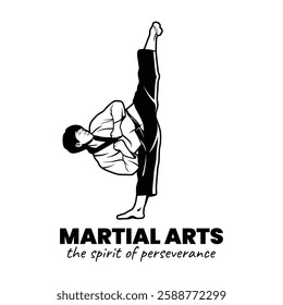 Black and White Martial Arts Illustration