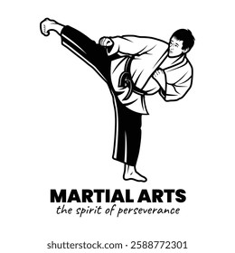 Black and White Martial Arts Illustration