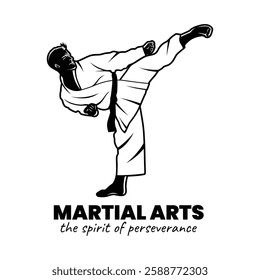 Black and White Martial Arts Illustration