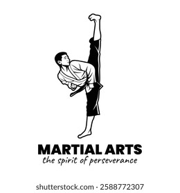 Black and White Martial Arts Illustration