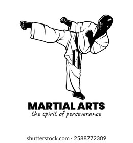 Black and White Martial Arts Illustration