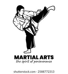 Black and White Martial Arts Illustration