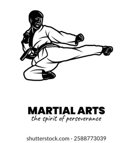 Black and White Martial Arts Illustration