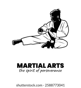 Black and White Martial Arts Illustration