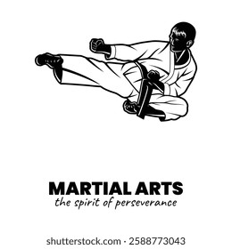 Black and White Martial Arts Illustration