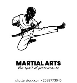 Black and White Martial Arts Illustration