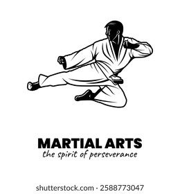 Black and White Martial Arts Illustration