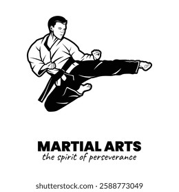 Black and White Martial Arts Illustration