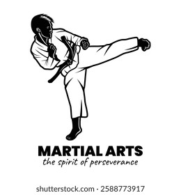 Black and White Martial Arts Illustration