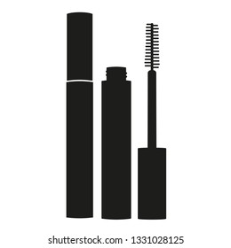 Black and white mascara silhouette. St valentine gift for woman. Beauty themed vector illustration for icon, stamp, label, certificate, badge, brochure card, coupon or banner decoration