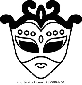 A black and white mask with a crown on top