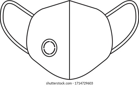 
black and white mask protection icon. minimal linear icon