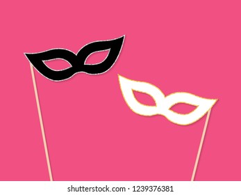 Black and white masks. Vector illustration in flat style
