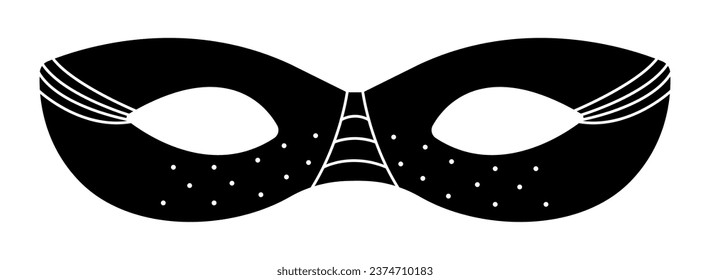 Black and white masquerade mask with dotes and lines, vector illustration for carnival and party