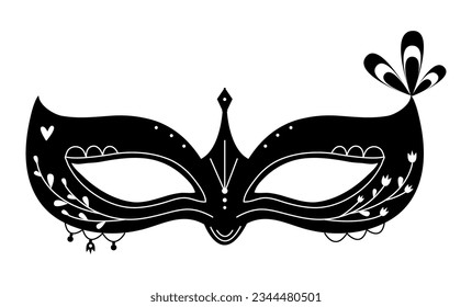 Black and white masquerade mask, illustration for purim holiday