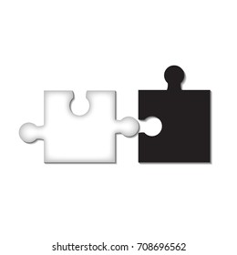 Black White Material Design Puzzles Pieces. Puzzle elements