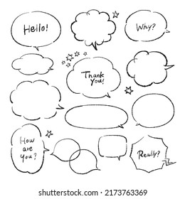  Black and white material for speech bubbles and messages written in ink