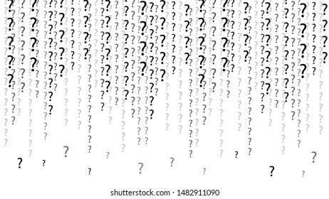 Black and white matrix. Computer code. Vector illustration. Technology background with flow of question mark .