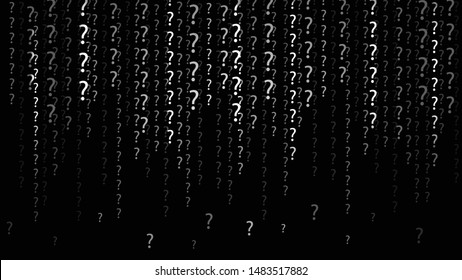 Black and white matrix. Computer code. Vector illustration. Technology background with flow of question mark.