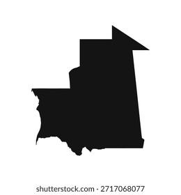 Mapa sencillo de Mauritania en blanco y negro