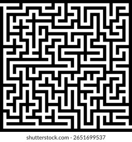 Black and white maze activity sheet for brain games and educational activity books. Ideal for printable worksheets and cognitive skill development.