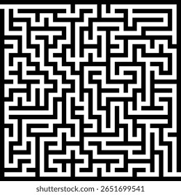 Black and white maze activity sheet for brain games and educational activity books. Ideal for printable worksheets and cognitive skill development.