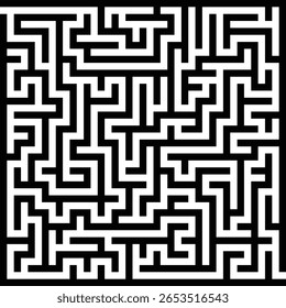 Folha de atividade de labirinto preto e branco para jogos cerebrais e livros de atividade educacional. Ideal para planilhas imprimíveis e desenvolvimento de habilidades cognitivas.