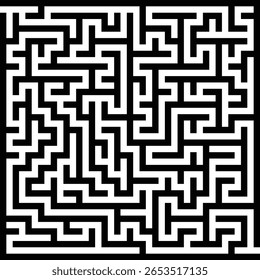 Black and white maze activity sheet for brain games and educational activity books. Ideal for printable worksheets and cognitive skill development.