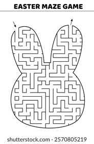 Black and white maze in form of bunny. Labyrinth. Iisolated vector illustration eps 10