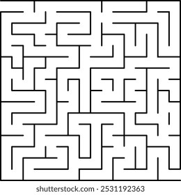 Black and white maze with many paths and dead ends. Its symmetrical design makes it seem difficult. 