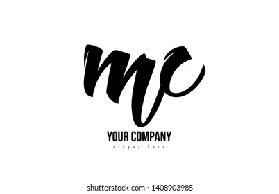 black and white mc m c alphabet letter combination suitable as a logo icon design for a company or business