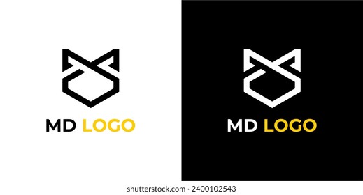 black and white MD initials in vector logo