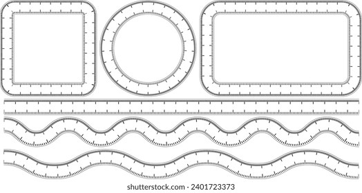conjunto de marcos de cinta de medida blanca negra