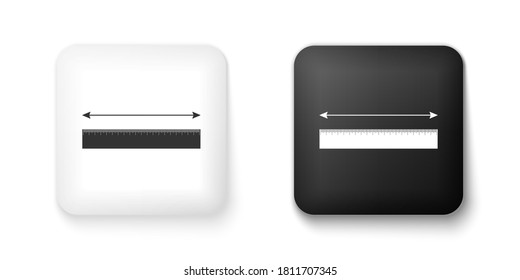 Black and white The measuring height and length icon isolated on white background. Ruler, straightedge, scale symbol. Square button. Vector.