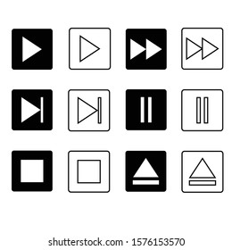 black and white media player icon