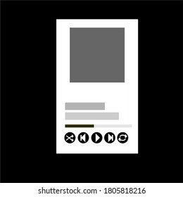 black and white media player. Mobile music player vector icon illustration flat design. Isolated on color background.