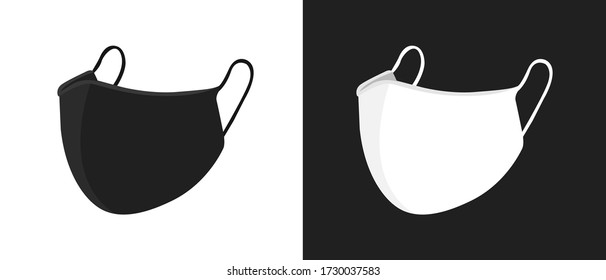 Black And White Medical Face Mask Isolated Illustration Vector Eps10