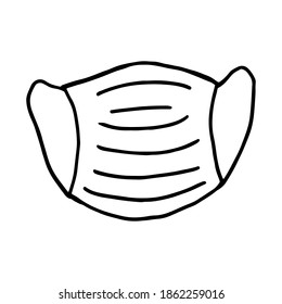 Black and white medical face mask. Vector medicine illustration. Hand drawing doodle. Vector.