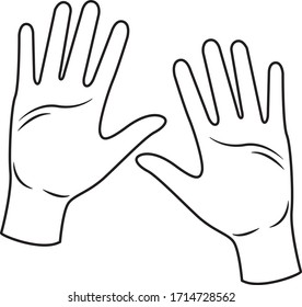 

black and white medical gloves protection icon. minimal linear icon