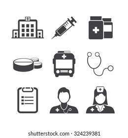 Black and White Medical Icons Collection Vector icon set. EPS 10