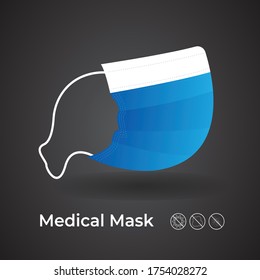 Black and White Medical or Surgical Face Masks. Virus Protection Breathing Respirator Mask