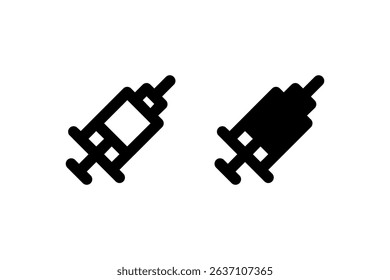 Black and white medical syringe icons - simple vector design.