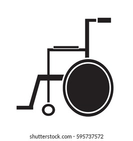 Black and white medical wheelchair icon vector isolated in white background. Medical icons.