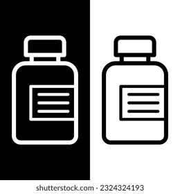 black and white medicine bottle icon