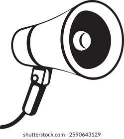 Black and White Megaphone Icon Representing Communication and Announcements