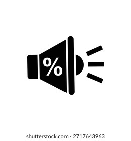 Black and white megaphone icon representing sale announcement or promotion alert
