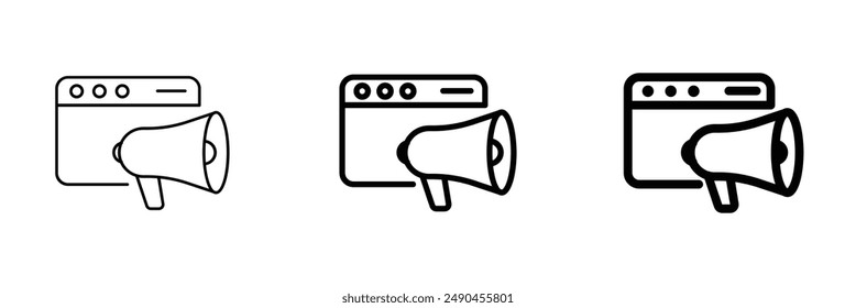 Black and White Megaphone Icons - Announce, Communication, Marketing, Public Address System, Symbol, Loudspeaker, Outreach, Bullhorn, Preach, Broadcast, Declaration, Promotion